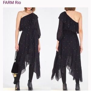 FARM Rio Black Asymmetrical Ruffled Sundress only worn twice.
